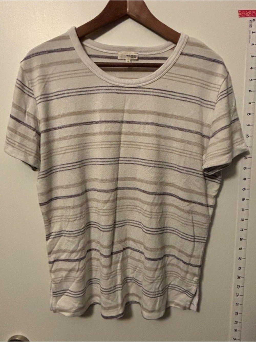 Aritzia Wilfred Free Striped Short Sleeve TShirt White purple & Gray